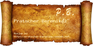 Pratscher Bereniké névjegykártya